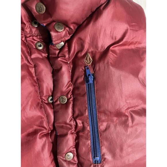 Volcom Womens Size S Reversible Duck Down Puffer Vest ~ Red / Blue - Picture 3 of 9